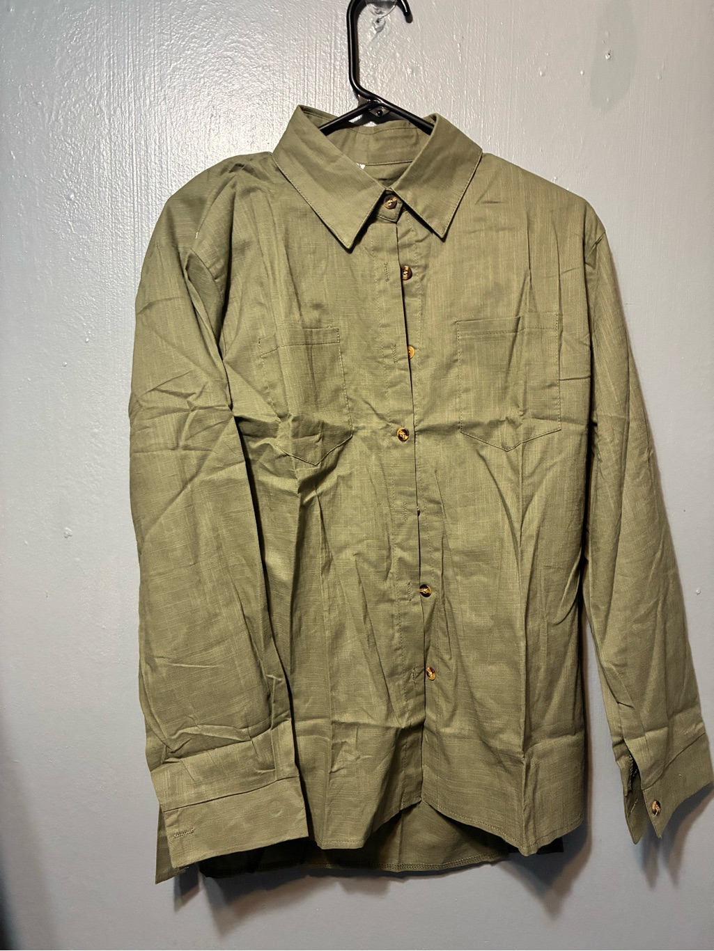 Olive Green Button-Up Shirt